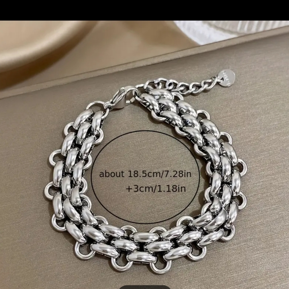 Chunky Sterling Silver Chain Link Bracelet - Picture 3 of 6